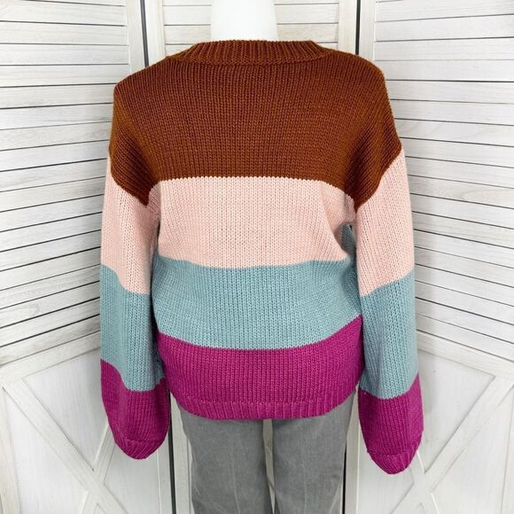 MinkPink Cozy Up With Me Slouchy Sweater Large Colorblock  Multi - Picture 6 of 15